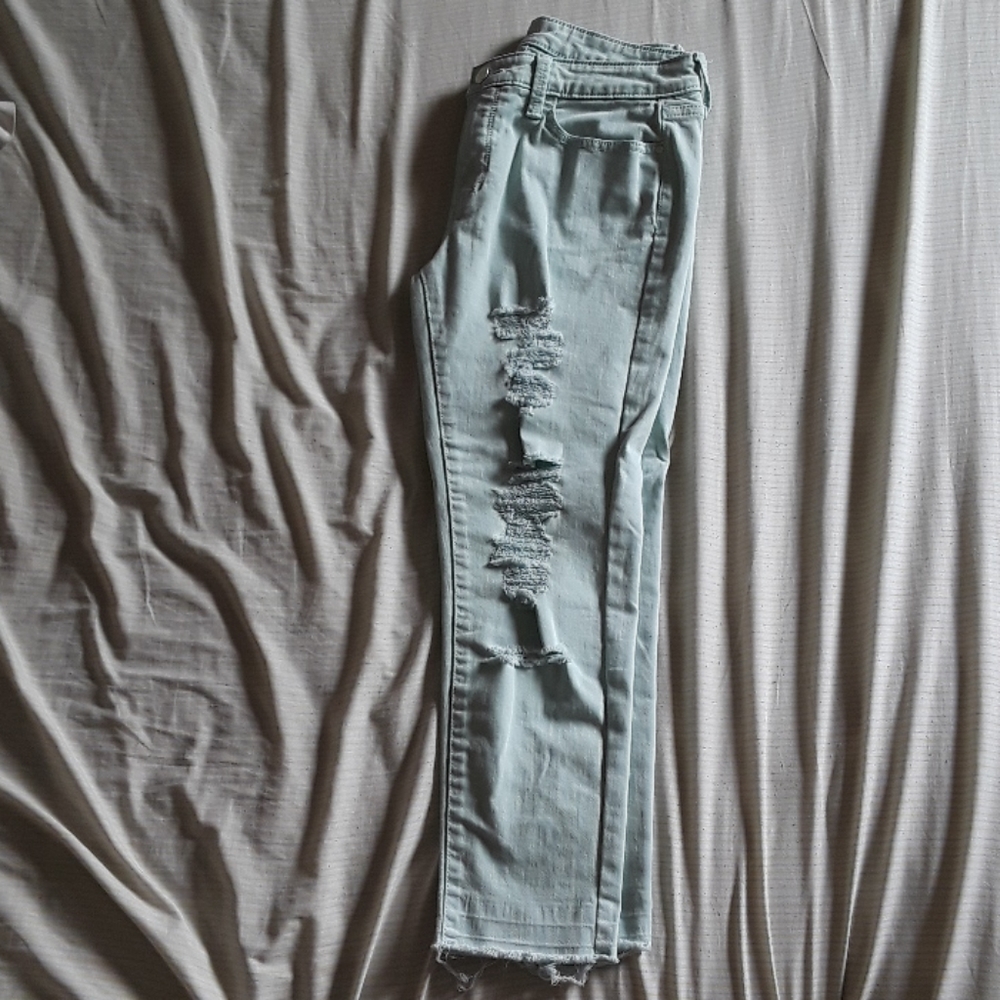 Mint Green ankle jeans